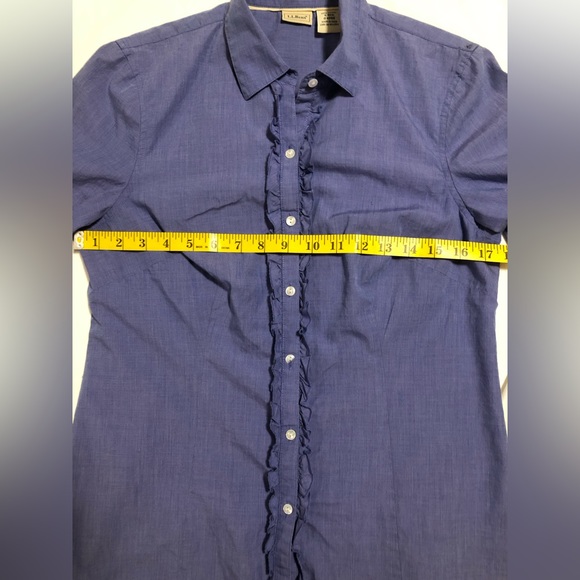 LL Bean blue, fitted with ruffle placket, S, button up shirt - Picture 6 of 13